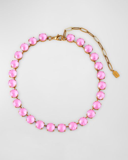 Elizabeth Cole Pink 24K-Plated Colette Crystal Necklace