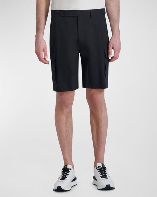 Karl Lagerfeld Black Stretch Nylon Cargo Shorts for men