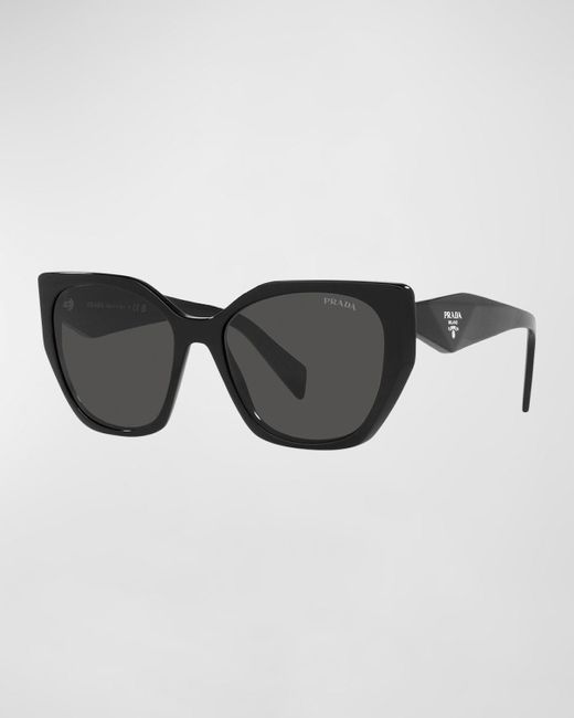 Prada Black Geometric Square Acetate Sunglasses