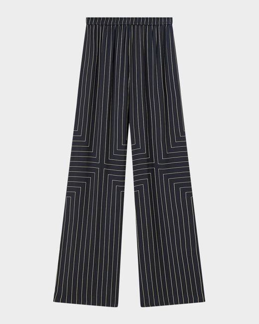 Joseph Blue Hulin Wide-Leg Geometric Crepe Trousers