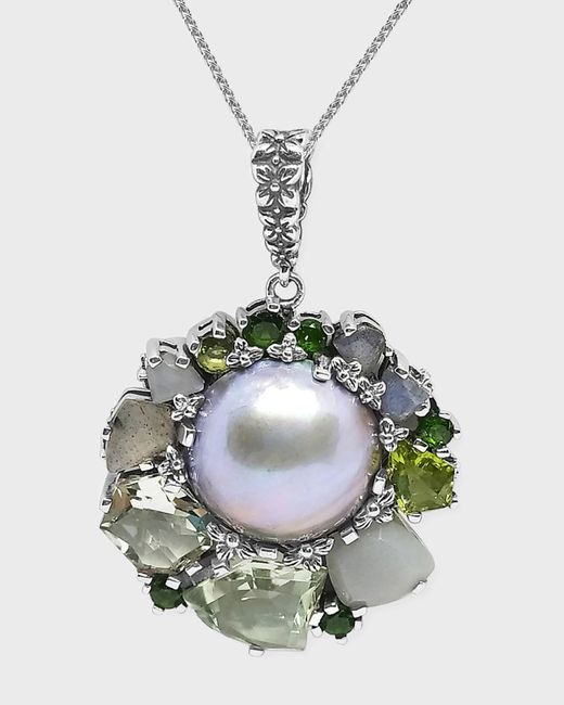 Stephen Dweck Metallic Multi-stone Mabe Pearl Necklace