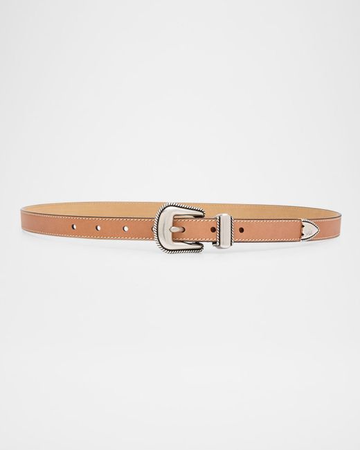 Polo Ralph Lauren White Grain Vachetta Leather Skinny Belt