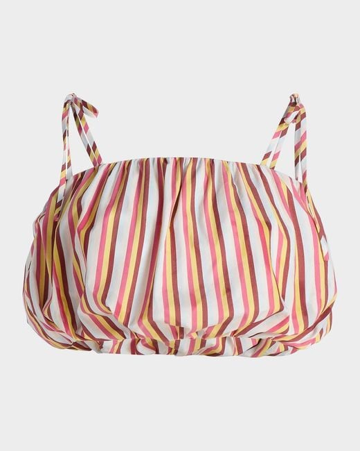Solid & Striped Red The Ivy Striped Bubble Crop Top