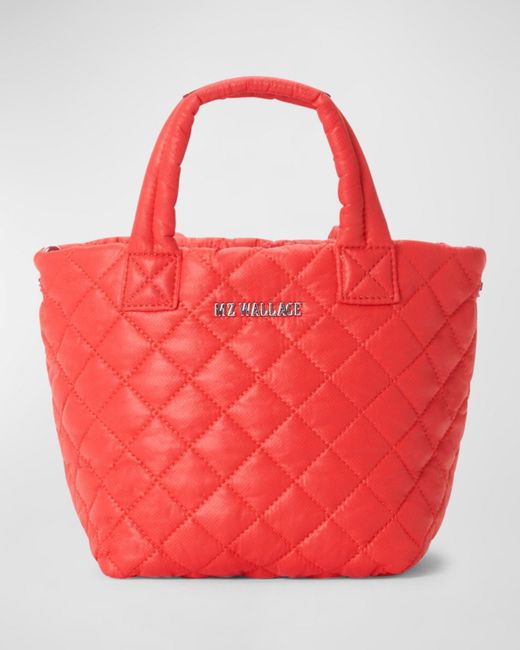 MZ Wallace Red Metro Micro Quilted Crossbody Tote Bag