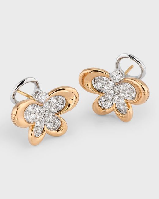 Staurino White 18k Rose Gold Diamond Butterfly Earrings
