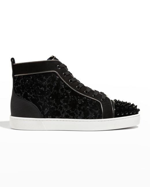 Christian Louboutin Lou Spikes Orlato Flat Mix Media High-top in Black for Men | Lyst