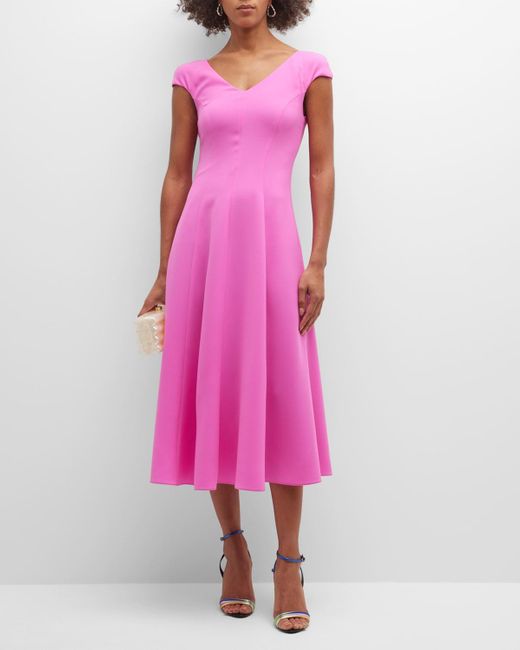 Emporio Armani Pink Cap-sleeve A-line Midi Dress