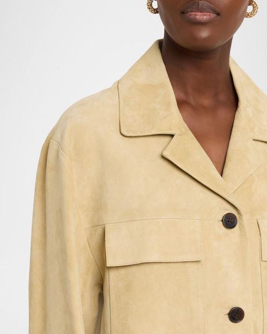 Arma Natural Sendy Button-Down Suede Jacket