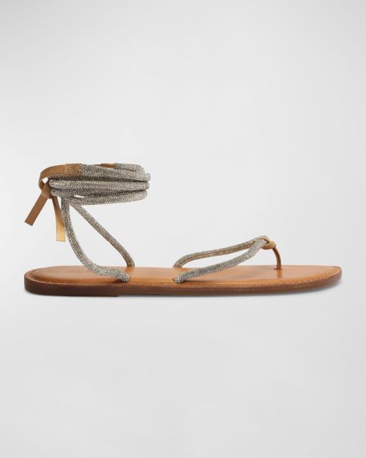 SCHUTZ SHOES Metallic Kittie Glam Strass Ankle-Tie Sandals