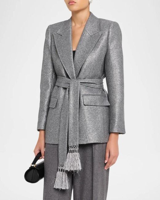 Kobi Halperin Gray Trinity Belted Metallic Jacket