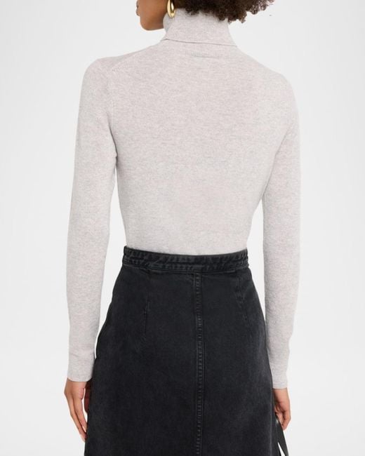 Neiman Marcus White Cashmere Basic Turtleneck Top