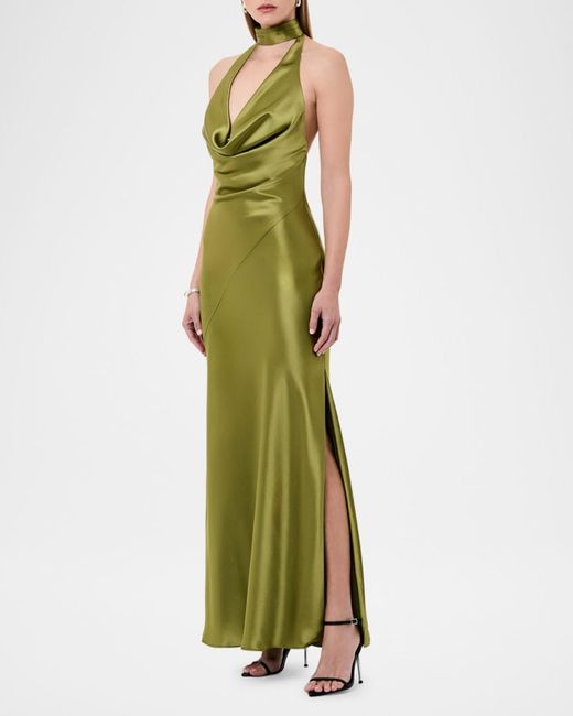 Nicholas Lyria Cutout Draped Halter Gown in Green | Lyst Nicholas Lyria Cutout Draped Halter Gown in Green | Lyst