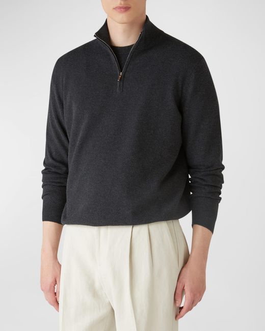 Loro Piana Black Mezzocollo Baby Cashmere Quarter-zip Sweater for men