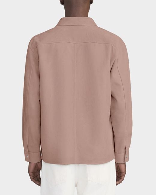 FRAME Pink Apos;S Solid Suede Overshirt for men