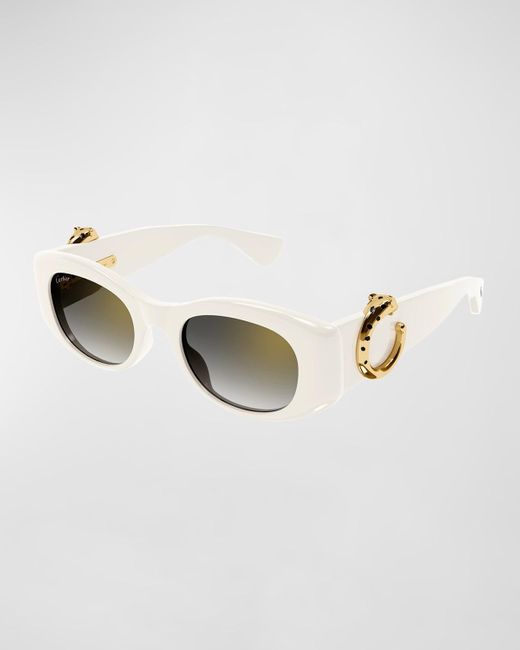 Cartier Metallic Panther C-logo Acetate Cat-eye Sunglasses