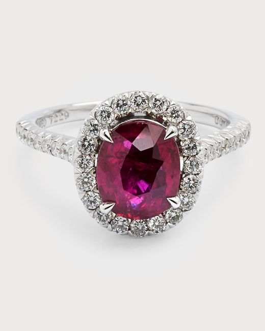 Alexander Laut Pink 18k White Gold Diamond And Ruby Solitaire Ring, Size 6.25