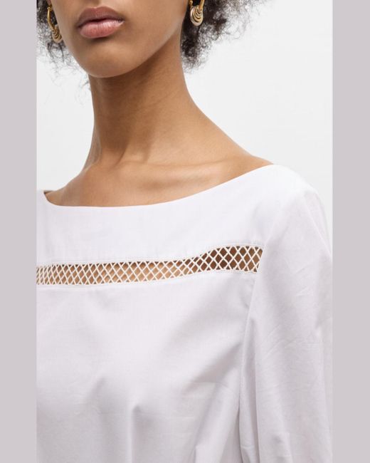Chloé White X High Summer Poplin Maxi Dress With Netted Detailing