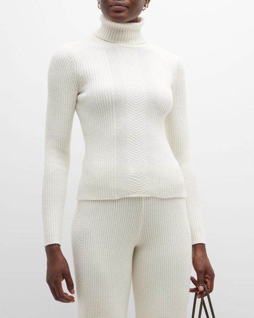 Toccin Ribbed Turtleneck Pullover in White