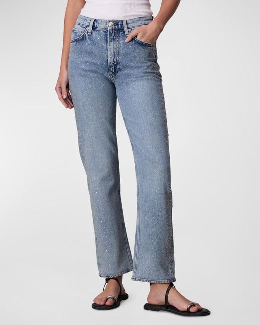 Rag & Bone Blue Harlow Ankle Rhinestone Jeans