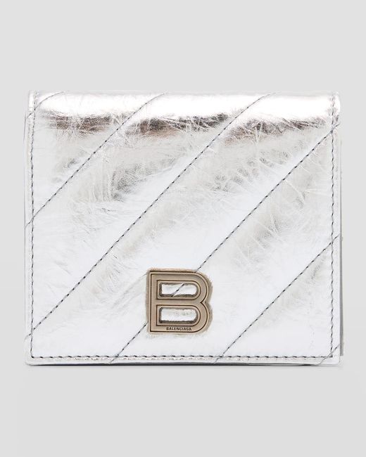 Balenciaga Multicolor Crush Flap Coin And Card Holder Metallized Quilted