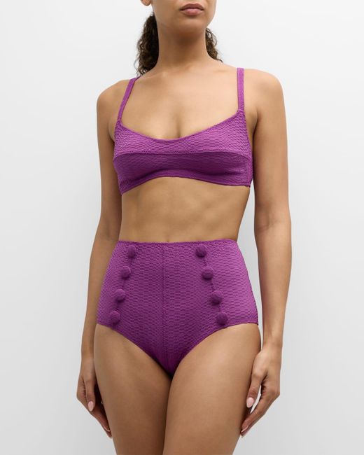 Lisa Marie Fernandez Purple Textured Two-piece Bikini Set
