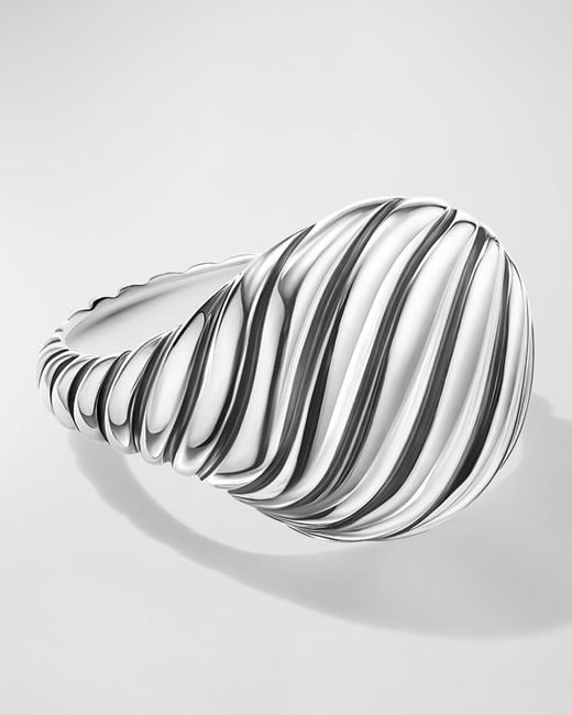 David Yurman Metallic Sculpted Cable Pinky Ring In Silver, 13mm