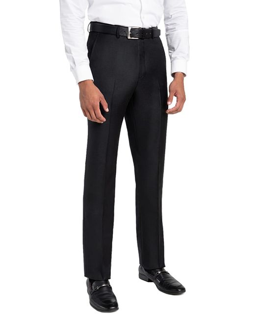 Santorelli Black Loro Piana Wool Comfort Waistband Trousers for men