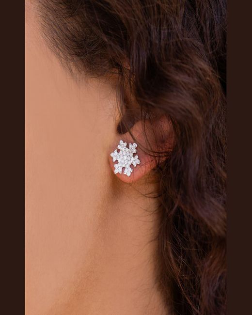 Sheryl Lowe Metallic Snowflake Diamond Stud Earrings