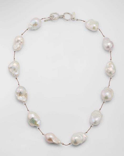 Margo Morrison White Baroque Pearl Necklace With Sterling