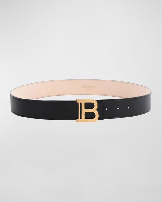 Balmain Black B Logo Calfskin Buckle Belt