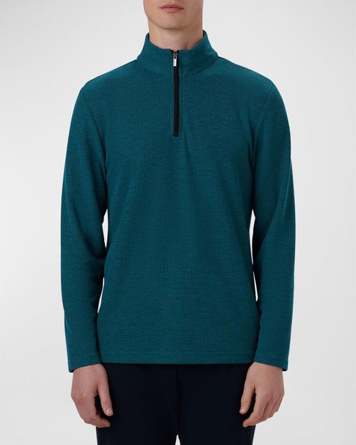 Bugatchi Green Quarter-Zip Sweater With Back Pocket for men