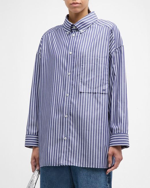 DARKPARK Blue Long Stripe Oversized Shirt