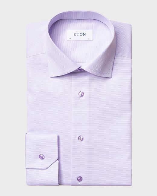 Eton of Sweden Purple Contemporary-Fit Houndstooth Dress Shirt for men