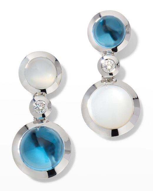 Tamara Comolli Blue White Gold Bouton Ocean Earrings With 2 Cabochons