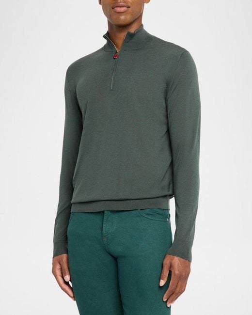 Kiton Green Apos;S Wool Half-Zip Sweater for men