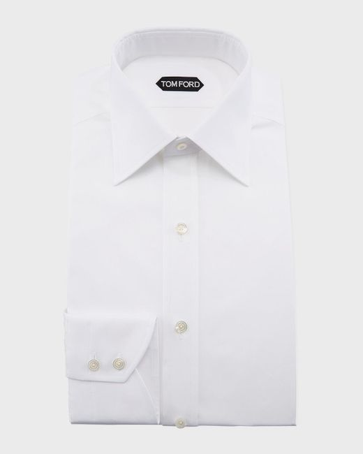 Tom Ford Solid Barrel-cuff Dress Shirt, White for men