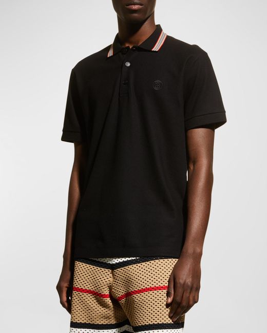 Burberry Black Pierson Icon Stripe Polo Shirt for men
