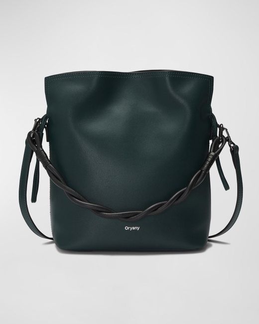 orYANY Green Madeleine Leather Top-handle Bucket Bag