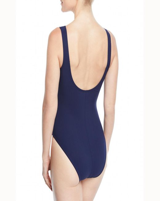 Karla Colletto Blue Twist Underwire One-Piece Swimsuit (D+ Cup)