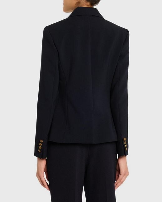 Max Mara Blue Single-Breasted Stretch Wool Jacket