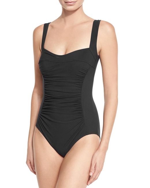 Karla Colletto Black Ruch-front Underwire One-piece Swimsuit