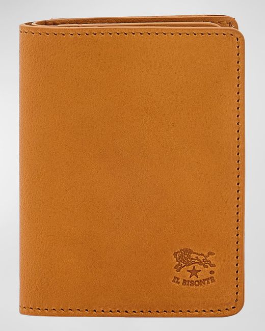 Il Bisonte Brown Oriuolo Leather Bifold Card Holder for men