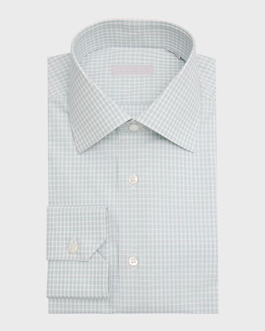 Stefano Ricci White Cotton Check Dress Shirt for men