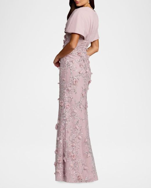 Mac Duggal Pink 3D Mini Rosette Column Gown