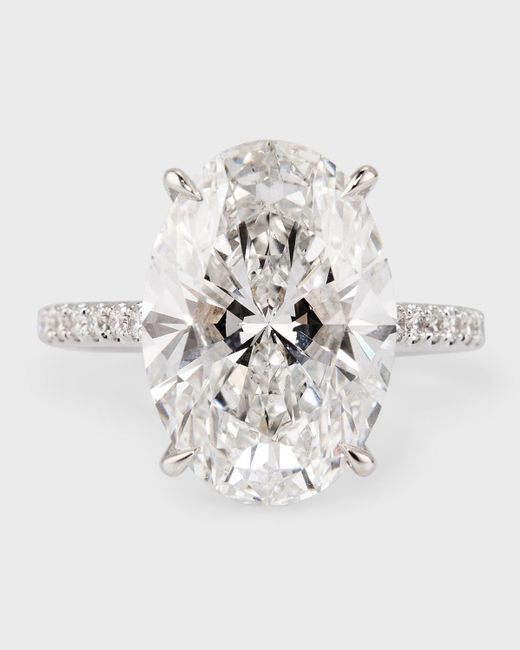 Neiman Marcus White 18K Oval Lab Grown Diamond Ring, Size 7
