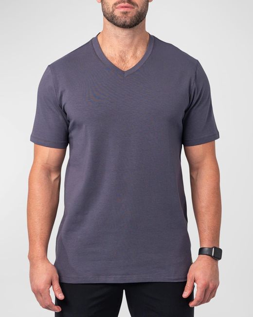 Maceoo Blue Vivaldi Solid V-neck T-shirt for men