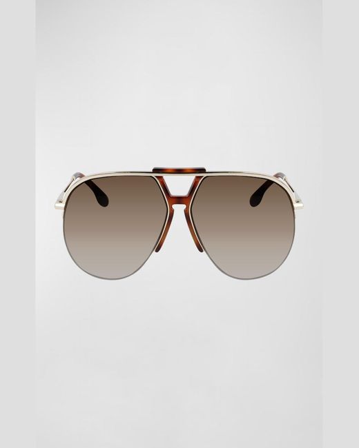 Victoria Beckham Multicolor Classic Semi-Rimless Metal Aviator Sunglasses