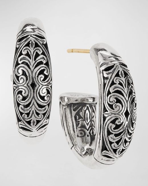 Konstantino Metallic Sterling Silver Etched Hoop Earrings
