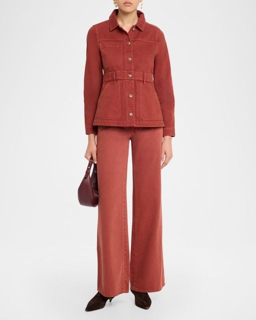 Veronica Beard Red Anzu Twill Utility Jacket