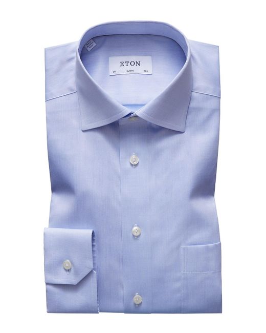 Eton of Sweden Blue Classic-fit Twill Dress Shirt for men